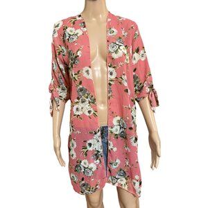 Kaii Los Angeles Pink Floral Coverup Kimono Size Large